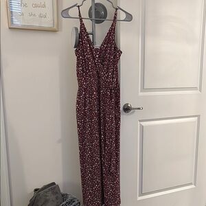 Floral Burgundy cropped Jumpsuit! Super flattering!
